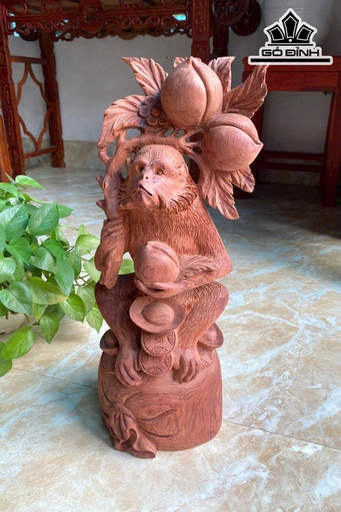 Tượng Khỉ Gỗ Hương Cao 48 Ngang 20 Sâu 17 (cm)