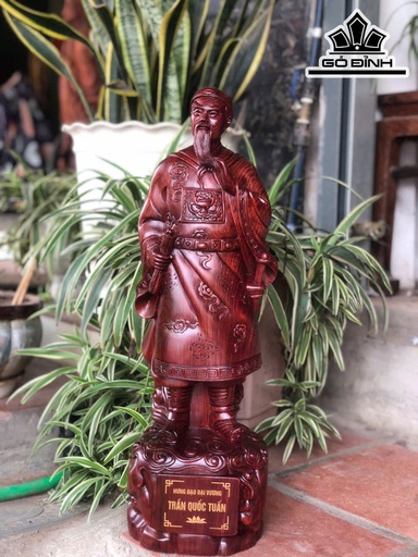 Tượng Trần Quốc Tuấn Gỗ Cẩm Cao 61 Ngang 18 Sâu 16 (cm)