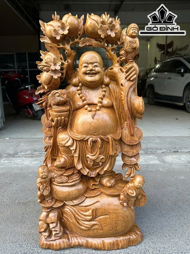 Tượng Phật Di Lặc Nhị Phúc Gỗ Ngọc Am Cao 95 Ngang 45 Sâu 25 (cm)