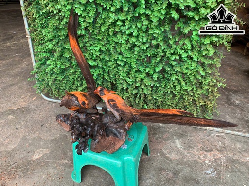 Tượng Phu Thê Viên Mãn Gỗ Trắc Cao 32 Ngang 68 Sâu 20 (cm)