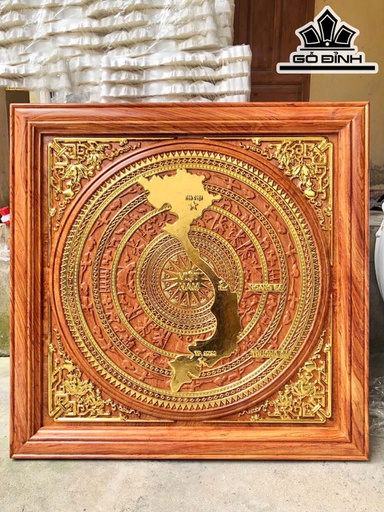 Tranh Trống Đồng Gỗ Hương Đá Kích Thước 81x81x5 (cm)