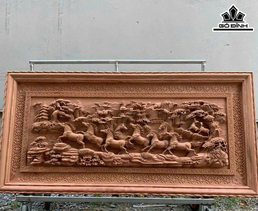 Tranh Mã Đáo Thành Công Gỗ Hương Đá Kích Thước 107x217x8 (cm)