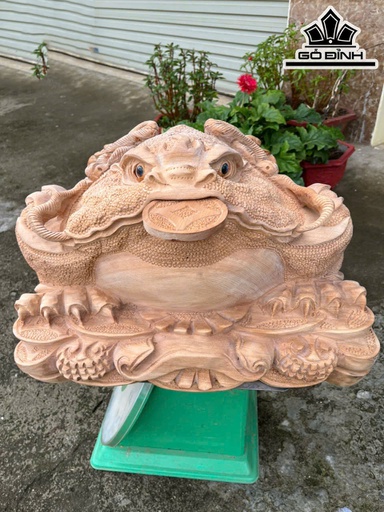 Tượng Thiềm Thừ Gỗ Ngọc Am Cao 32 Ngang 50 Sâu 38 (cm)