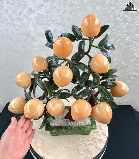 Cây Đào Hoàng Kim 12 Quả Ngọc Onyx Cao 46 Ngang 46 Sâu 12,5 (cm) - Trọng Lượng 8,2kg