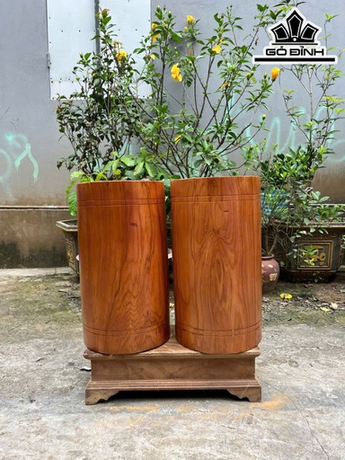 Cặp Trụ Gỗ Ngọc Am Cao 48 Đường Kính 26 (cm)