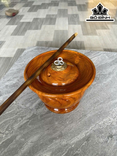Bát Điếu Gỗ Gõ Đỏ ( Cà Te) Cao 13 Đường Kính 18 (cm)