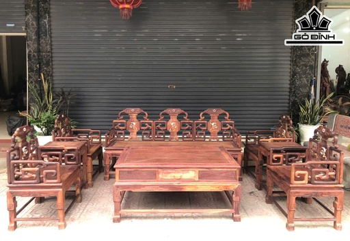 Triện Móc Gỗ Cẩm Ta - Ghế Cao 97 Ngan 67 Sâu 52 (cm) - Đôn Cao 69 Ngang 38 Sâu 48 (cm) - Đoản Dài 200 Sâu 54 Cao 100 (cm) - Bàn Dài 130 Rộng 90 Cao 60 (cm)