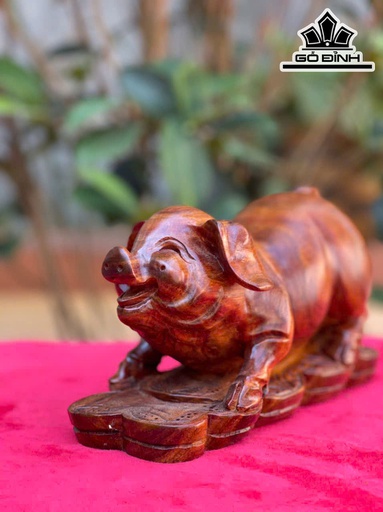 Tượng Heo Gỗ Sưa Cao 12 Ngang 22 Sâu 10 (cm)
