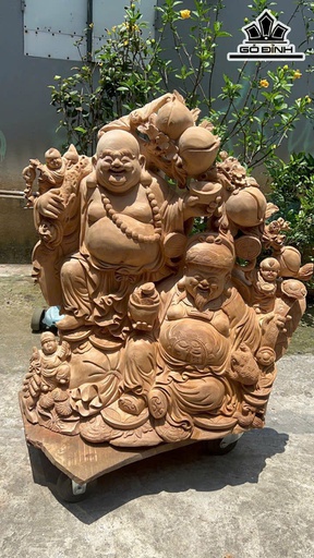 Tượng Song Phúc Gỗ Ngọc Am Cao 100 Ngang 85 Sâu 42 (cm)