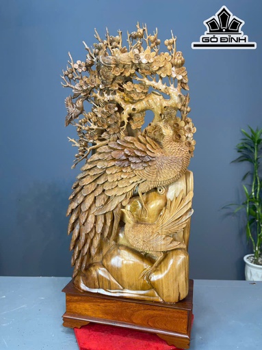 Tượng Phu Thê Viên Mãn Gỗ Ngọc Am Cao 106 Ngang 43 Sâu 20 (cm)