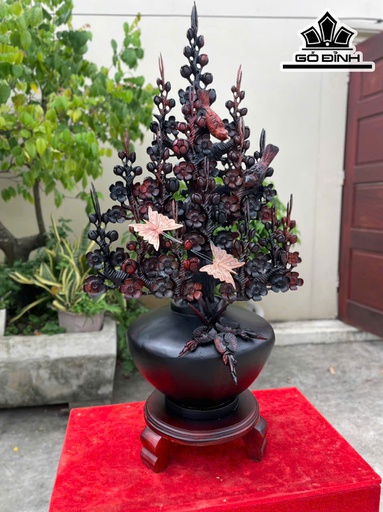 Bình Hoa Mai Gỗ Trắc Cao 90 Ngang 45 Sâu 33 (cm)