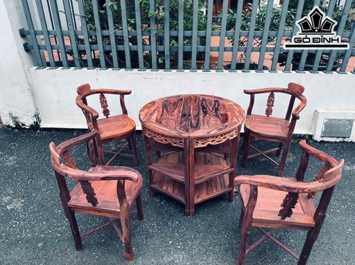 Bộ Ghế Tháo Nửa Gỗ Cẩm Lai - Bàn Cao 69 Mặt Bàn Rộng 80 - Ghế Cao 80 Mặt Ghế Rộng 40 (cm)