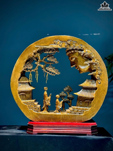 Tượng Nhất Tâm Bái Phật Gỗ Cẩm Vàng Cao 66 Ngang 73 Sâu 23 (cm)