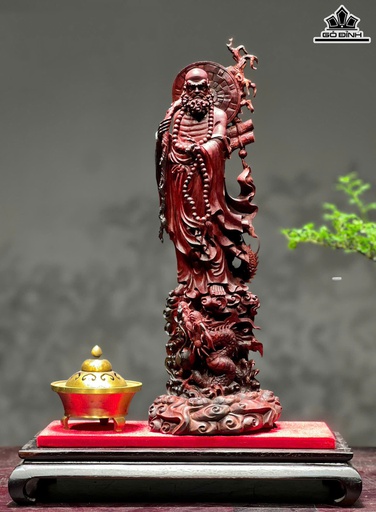 Tượng Đạt Ma Hàng Long Gỗ Tử Đàn Ấn Độ Cao 47 Ngang 13 (cm)